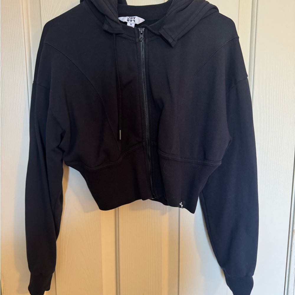 JoyLab Black Cropped Zip Hoodie